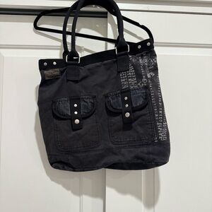 Vtg Y2K Old Navy Black Grunge Tote Bag